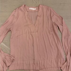 Adyson Parker Blush V-Neck Blouse Bell Sleeves